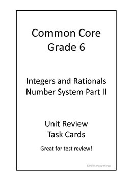 Preview of 6th Grade Common Core Integers and Rationals Unit Review Task Cards