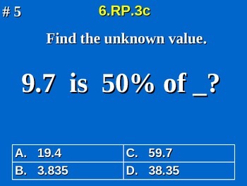 Preview of 6th Grade Common Core Math 6.RP.3c Find The Whole From A Percent