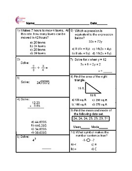 math worksheets sixth grade