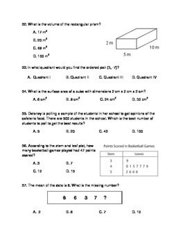 6th Grade Common Core Math Benchmark Test by Kyle Selliers  TpT
