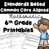 6th Grade Math Worksheets / Review All Standards (Common C