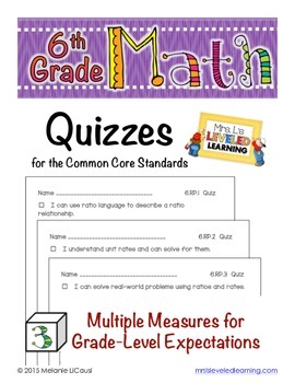 Preview of 6th Grade Common Core Math Quizzes - All Standards