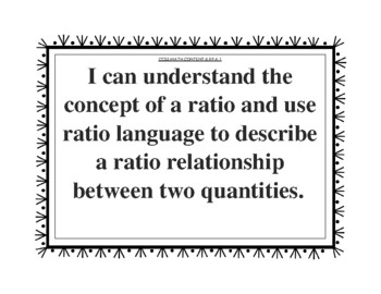 Preview of 6th Grade Common Core Math Standards CCSS (Black and White