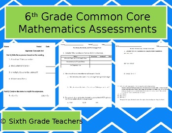 Preview of 6th Grade Common Core Mathematics Assessments & Keys