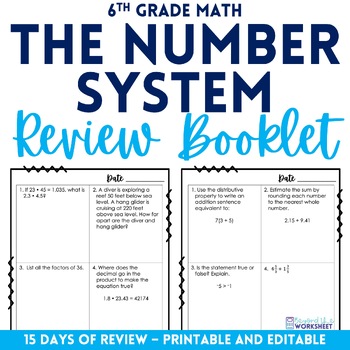 Preview of The Number System Review Booklet for 6th Grade Math