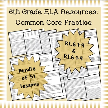 Preview of 6th Grade Common Core Practice ALL 17 Reading Standards