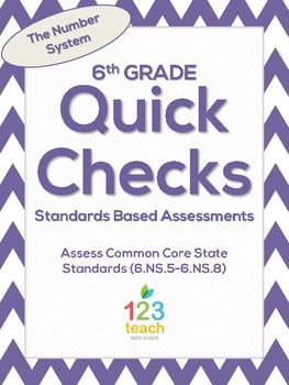 Preview of 6th Grade Math Common Core Quick Check Mini Assessments (6.NS.5 - 6.NS.8)