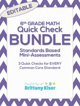 Preview of 6th Grade Math Common Core Standards Based Quick Check Mini Assessments BUNDLE!