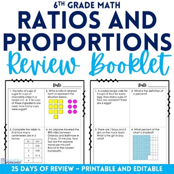 Preview of Ratios and Proportional Reasoning Review Booklet for 6th Grade Math