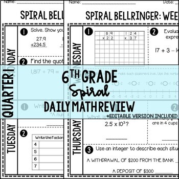 Preview of Math Quarter 1 Spiral Daily Review + Digital