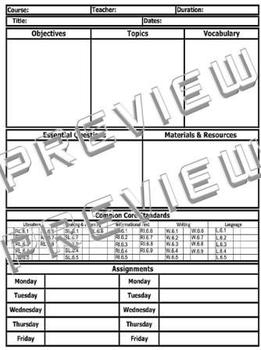 grade lesson 6th template plan ela reading standards includes common core