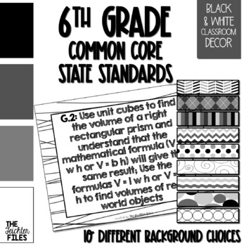 Preview of 6th Grade Common Core State Standards (CCSS) Posters Black & White EDITABLE