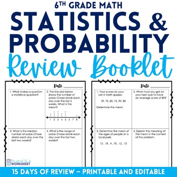 Preview of Statistics & Probability Review Booklet for 6th Grade Math