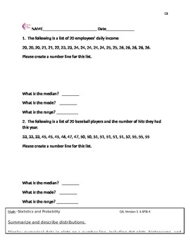 Preview of Median, Mode, Range, Statistics and Probabilty 6th Grade Common Core Worksheets