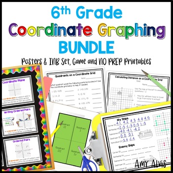 Preview of 6th Grade Coordinate Graphing Bundle Poster INB Game NO PREP Printable