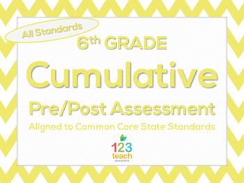 Preview of 6th Grade Cumulative Pre & Post Test Assessment for Common Core State Standards