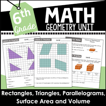 Preview of 6th Grade Geometry Math Unit