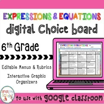 Preview of 6th Grade DIGITAL Expressions and Equations Project Board for Distance Learning