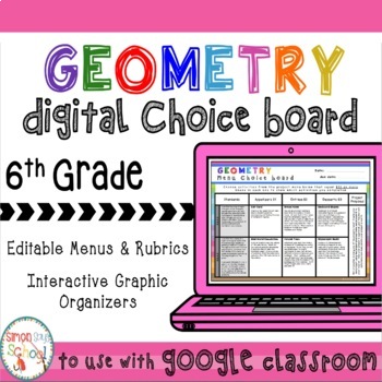 Preview of 6th Grade DIGITAL Geometry Choice Board for Distance Learning