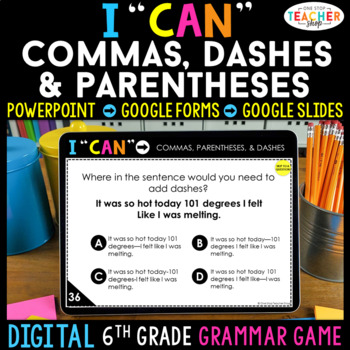 Preview of 6th Grade DIGITAL Grammar Game | Punctuation | Commas, Parentheses, & Dashes