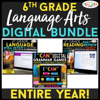 Preview of 6th Grade DIGITAL Language Arts BUNDLE | Google Classroom | Reading & Grammar