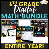 6th Grade DIGITAL Math BUNDLE | Spiral Review, Games, Prog