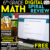 6th Grade DIGITAL Spiral Review | Google Forms | FREE