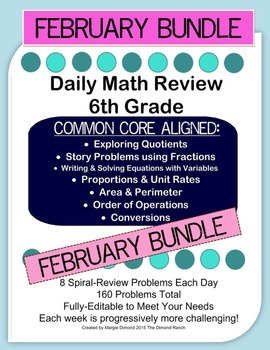 Preview of 6th Grade Daily Math Review *FEB BUNDLE*