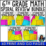 6th Grade Daily Math Spiral Review Full Year Activities Wo