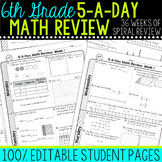 6th Grade Daily Math Spiral Review Morning Work [EDITABLE]