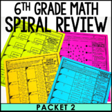 6th Grade Daily Math Spiral Review Pack 2 Activities Worksheets