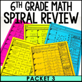 6th Grade Daily Math Spiral Review Pack 3 Activities Worksheets