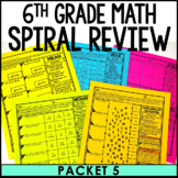 6th Grade Daily Math Spiral Review Pack 5 Activities Worksheets