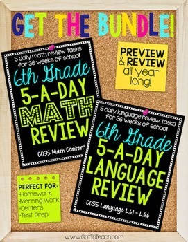 Preview of 6th Grade Daily Math and Language Spiral Review Bundle