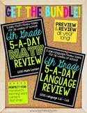 6th Grade Daily Math and Language Spiral Review Bundle