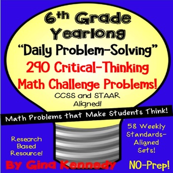 Preview of 6th Grade Daily Math Problem Solving, 290 Multi-Step Word Problems, All Year!