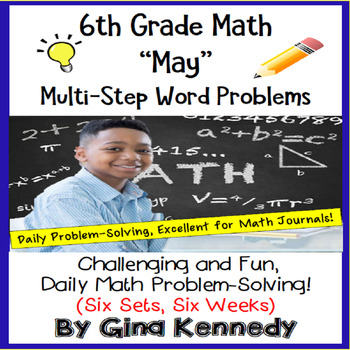 Preview of 6th Grade May Daily Problem Solving: Math Challenge Problems (Multi-Step)