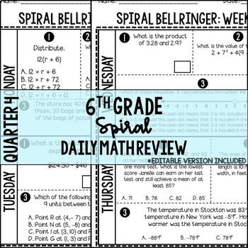 Preview of Math Spiral Daily Review Quarter 4 + Digital