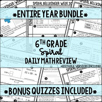 Preview of 6th Grade Math Spiral Daily Review + Digital