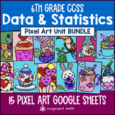 6th Grade Data & Statistics Digital Pixel Art BUNDLE | Dot