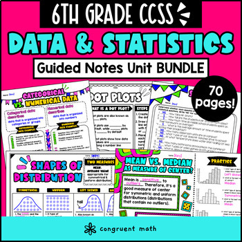 Preview of Data and Statistics Guided Notes Unit BUNDLE | 6th Grade CCSS