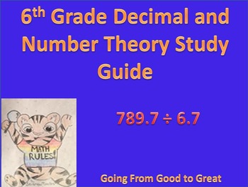 Preview of 6th Grade Decimal and Number Theory Study Guide