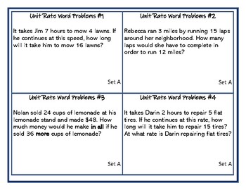 6th Grade Differentiated Unit Rate Word Problems | TpT