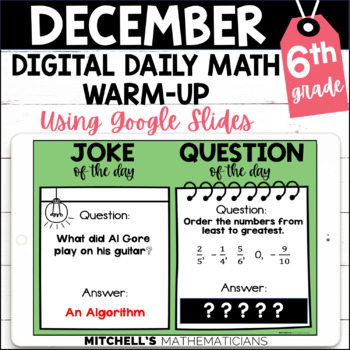 Preview of 6th Grade Digital Daily Math Warm-Up for December
