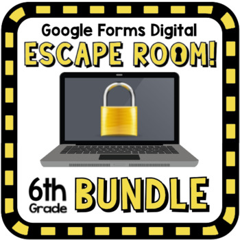 Preview of 6th Grade Digital Escape Room Bundle - 20 Escape Rooms - Google Forms
