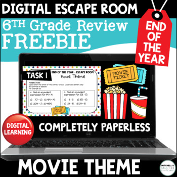 Preview of 6th Grade Digital Escape Room Math Activity Review - FREEBIE