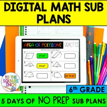 Preview of 6th Grade Digital Math Sub Plans | Substitute Teacher Lessons for 6th Grade Math