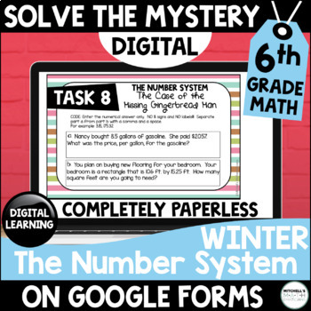 Preview of 6th Grade Digital Solve the Mystery Math Activity - The Number System (Winter)