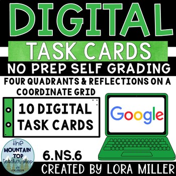 Preview of DISTANCE LEARNING | 6th Grade Digital Task Cards--6.NS.6--Four Quadrants