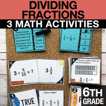 Preview of 6th Grade Dividing Fractions Activities | 6th Grade Google Forms & Google Slides